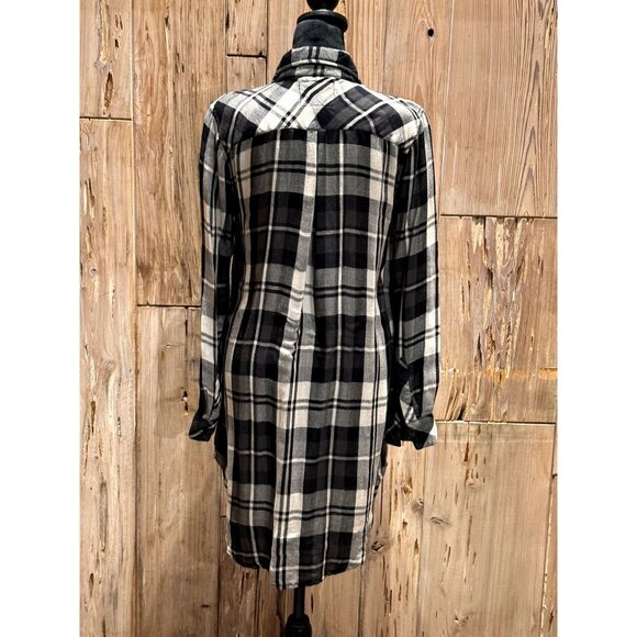 Rails Womens Black & White Plaid Flannel Button-Down Shirt Dress S - Picture 3 of 4
